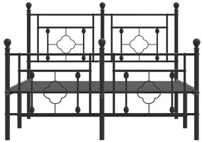 Estrutura de cama com cabeceira e pés 120x200 cm metal preto