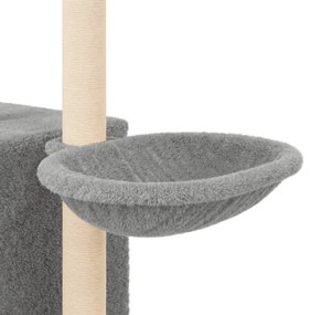 Árvore p/ gatos c/ postes arranhadores sisal 145 cm cinza-claro