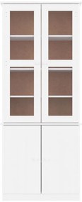 Expositor portas vidro ALTA 77x35x186,5 cm pinho maciço branco