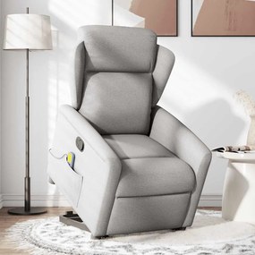 Poltrona elevatória de massagens tecido cinzento-nublado