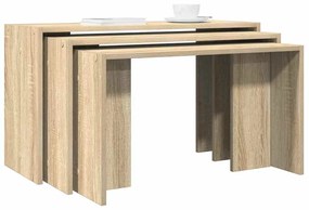 vidaXL Mesas de encastrar 3 pcs derivados de madeira carvalho sonoma