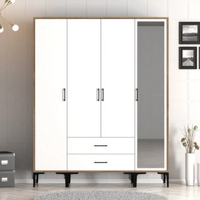 Roupeiro Kumsal STR – Nogueira e Branco – 160x47,5x201,4 cm