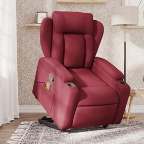 Poltrona de massagens reclin. elevatória tecido vermelho tinto