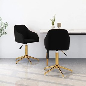 vidaXL Cadeiras de jantar giratórias 2 pcs veludo preto