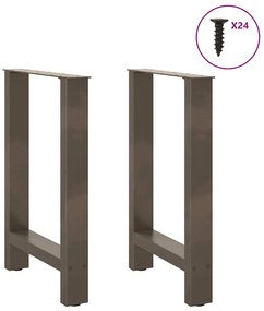 Pés para mesa de jantar em aço natural, 2 peças, 60x(72-73) cm, aço