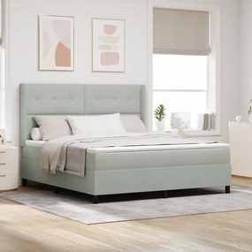 Cama Box Spring com Colchão Cinza Claro 180x200 cm Veludo