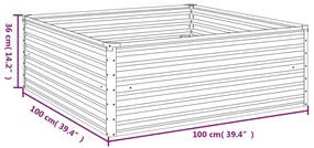 Canteiro elevado de jardim 100x100x36 cm aço corten