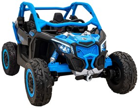 Carro elétrico para Crianças 24V 4x200W 2 Lugares, Buggy Can-Am Maverick Turbo RR Rodas de EVA, Assento de couro Azul