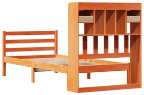 Cama com estante sem colchão 90x200cm pinho maciço castanho-mel