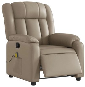 Poltrona massagens reclinável elétrica couro artif. cappuccino