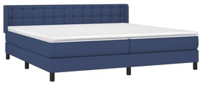 Cama com molas/colchão 200x200 cm tecido azul