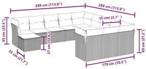 12 pcs conjunto de sofás jardim com almofadões vime PE castanho