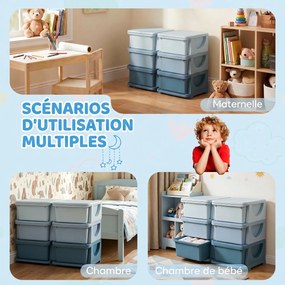 Organizador de Brinquedos Infantil, 75 x 37 x 56,5 cm, 3 Níveis e 6 Gavetas, Azul