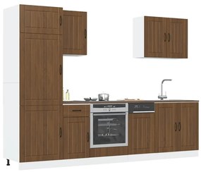 7 peças armário de cozinha conjunto Lucca carvalho castanho