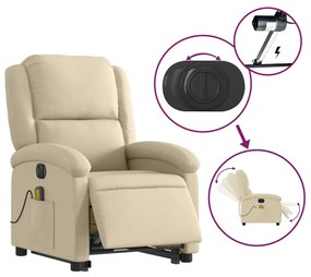Poltrona elétrica elevatória massagens tecido creme