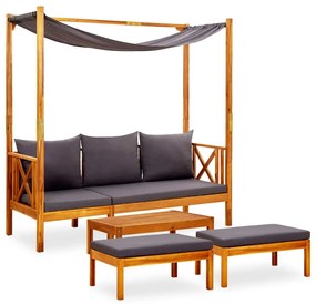 vidaXL Banco de jardim com mesa e apoios de pés acácia maciça