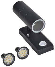 41097 Candeeiro LED de parede forma cilindro com sensor aço preto
