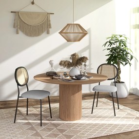 Conjunto de 2 Cadeiras de Sala de Jantar Cadeiras de Cozinha com Encosto em Vime Sintético 44x54x87 cm Cinza e Preto