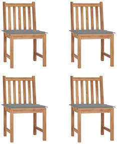 Cadeiras de jardim c/ almofadões 4 pcs madeira de teca maciça