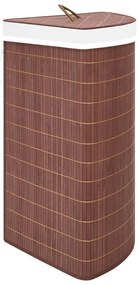 Cesto de canto para roupa suja 60 L bambu castanho
