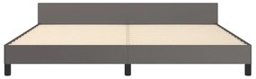 Estrutura cama c/ cabeceira 200x200cm couro artificial cinzento