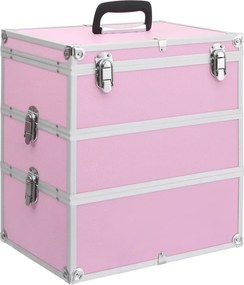 vidaXL Caixa de maquilhagem 37x24x40 cm alumínio cor-de-rosa