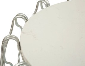 Mesa de Centro Hook - Base de Metal Prata e Topo de Mármore - Ø 47,5 c