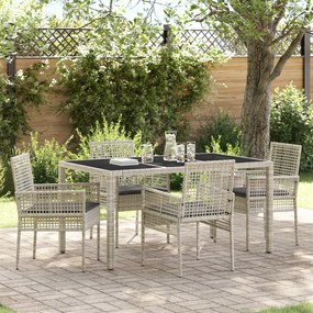 Conjunto de Jantar para Jardim 5 Peças com Almofadas Cinza Claro Rattan Poliéster