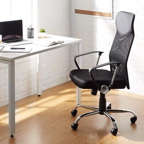 Cadeira de escritório GINO ( M ), rede e tecido preto