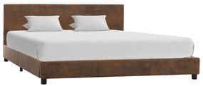 Estrutura de cama 120x200 cm camurça artificial castanho