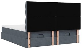 moldura de cama otomana vidaXL com colchão cinza escuro veludo