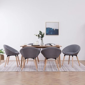 vidaXL Cadeiras de jantar 6 pcs tecido cinzento-claro