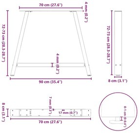 Pés para mesa de jantar em formato A, 2 peças, branco, 90x (72-73) cm,