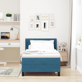 vidaXL Cama Box com Colchão Azul Escuro 90x200 cm Veludo