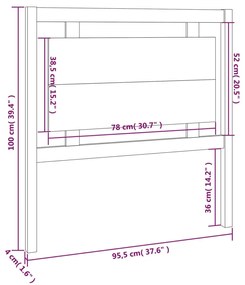 Cabeceira de cama 95,5x4x100 cm pinho maciço cinzento