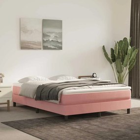 vidaXL Colchão de molas ensacadas 140x220x20 cm veludo rosa