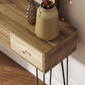 Mesa Consola com 3 Gavetas Consola Estreita para Entrada com Pés de Aço 90x30x75 cm Madeira