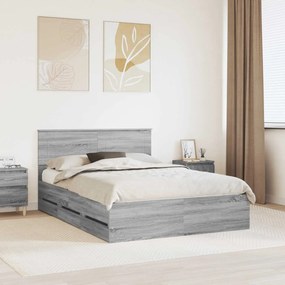 vidaXL Estrutura da Cama com gaveta Cinza Sonoma 140 x 200 cm