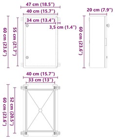 Armário de Controle IP65 à Prova d'Água Cinza 40x20x60 cm Plástico ABS