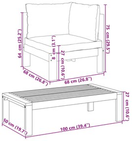 10 pcs conjunto de sofás de jardim com almofadões acácia maciça