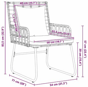 Conjunto de Jantar para Jardim 3 pcs Preto, Antracite