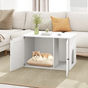 Móvel para Caixa de Areia para Gatos (CAIXA AREIA PLASTICA NÃO INCLUIDA), 80 x 53 x 50 cm, Entrada Lateral, Branco