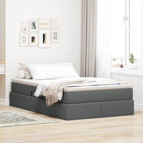 vidaXL Cama com arrumação e colchão Cinza Escuro 120 x 200 cm