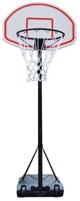 HOMCOM  Tabela de basquetebol dobrável e ajustável em altura 150-210 cm branco preto e vermelho   |Aosom Portugal