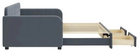 Sofá-cama c/ gavetão e gavetas 90x190 cm veludo cinzento-escuro