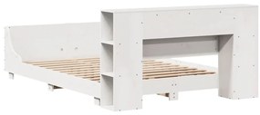 Cama sem colchão 150x200 cm madeira de pinho maciça branco