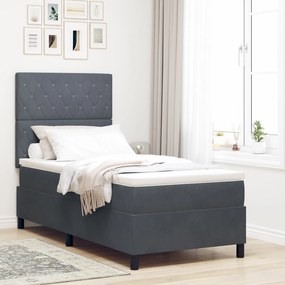 Cama Box Spring com Colchão VidaXL Cinza Escuro 100x200 cm Veludo