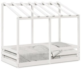 Cama infantil com telhado 70x140 cm pinho maciço branco