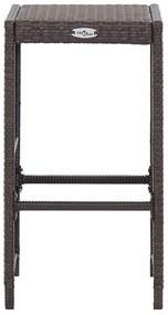 7 pcs conjunto bar para jardim c/ almofadões vime PE castanho