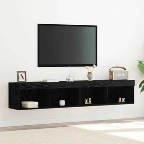 Armários de TV vidaXL com Luzes LED 2 peças Carvalho Preto 80x30x30 cm